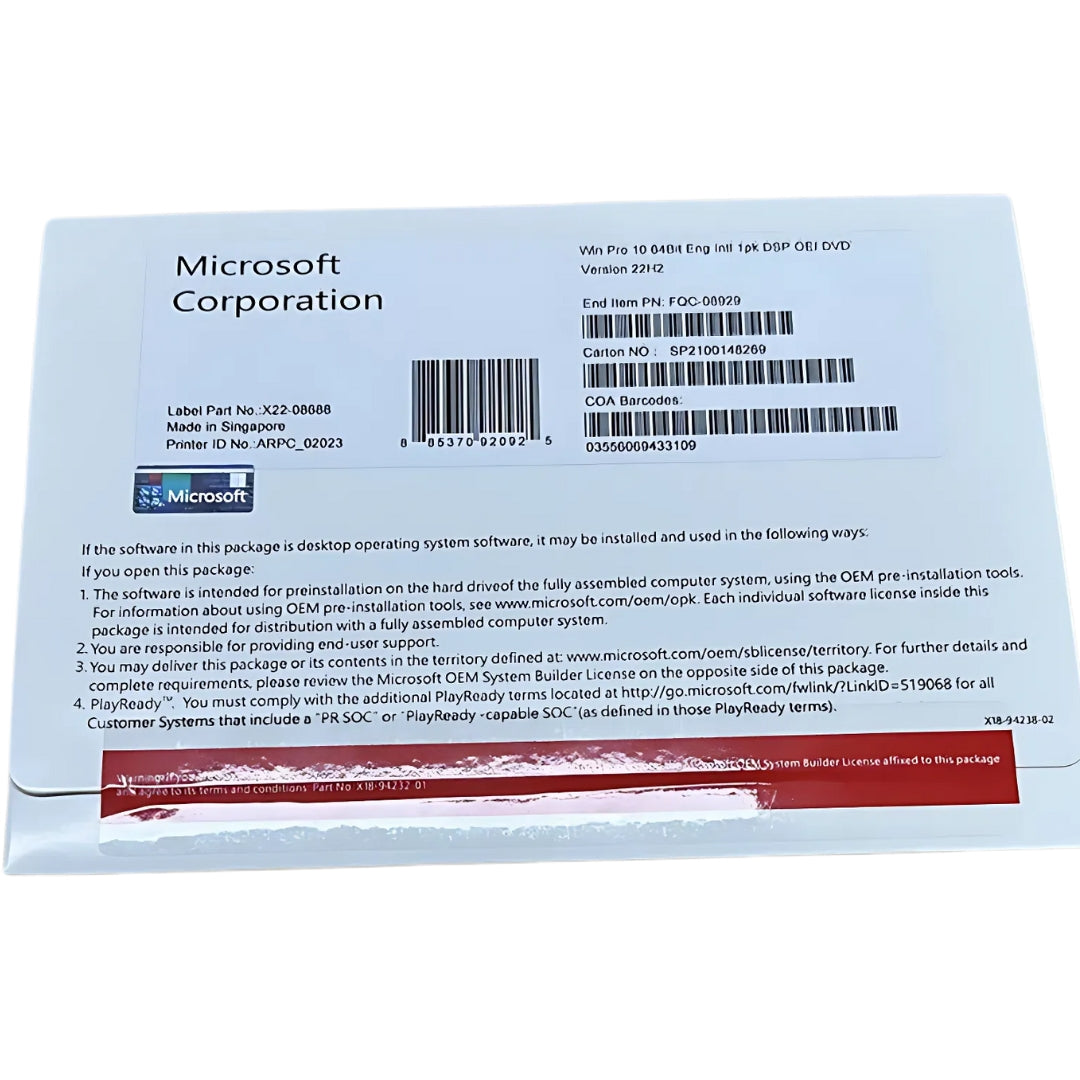 Win 10 Pro OEM 64 bit DVD